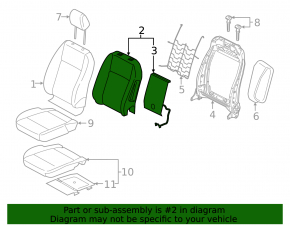 Heated passenger seat backrest for Ford Ecosport 18-22 without cushion