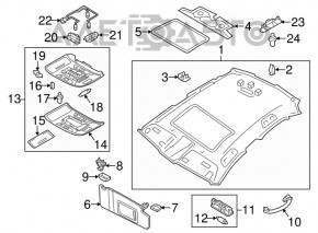 Right visor Audi A6 C7 12-16 gray, without hook, dry-cleanable