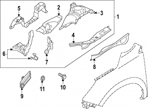 Left side member bracket for Subaru Forester 25-26