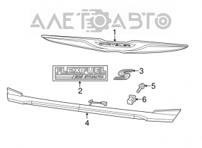 Trunk lid molding Chrysler 200 4d 11-14 chrome with reflectors