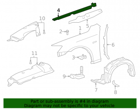 Right hood-wing seal for Lexus IS250 IS300 IS350 06-13