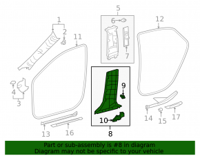 Center pillar trim lower right Toyota Camry v70 18 - black, plastic turned white