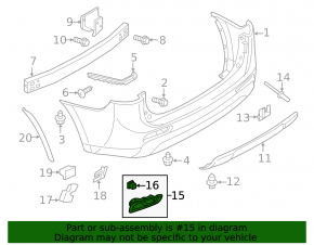 Reflector frame rear right Mitsubishi Outlander 14-15 prerest