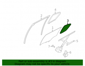 Door glass triangle with seal rear right Infiniti Q50 14-20
