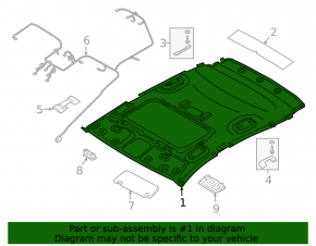 Hyundai Kona 18-23 roof lining for sunroof, black