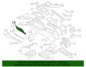 Front right center console trim for Audi A4 B9 17-25, gray, with plug