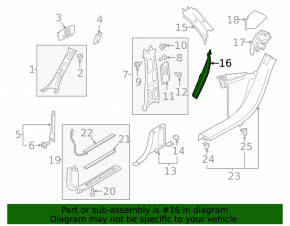 Rear pillar trim lower left Volvo XC60 18-23 black