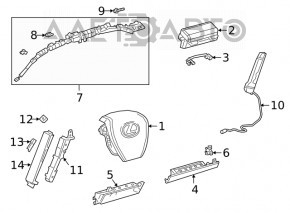 Lexus UX 19-26 driver's steering wheel airbag