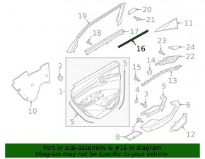 Inner glass seal for the rear left door of an Audi E-Tron 19-23