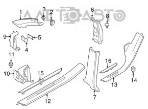 Rear left door sill trim BMW X5 F15 14-18 black for 2 rows with chrome insert E-Drive, scratches