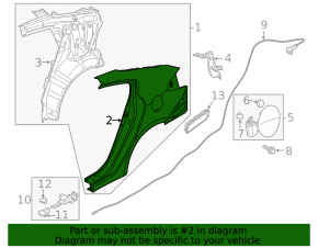 Quarter wing rear right Kia Forte 4d 14-16