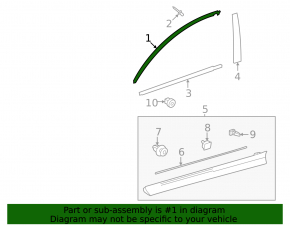 Upper front right door molding for Lexus NX 22-25 chrome