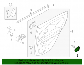 Black inner front right door handle cover for Kia Niro 17-19