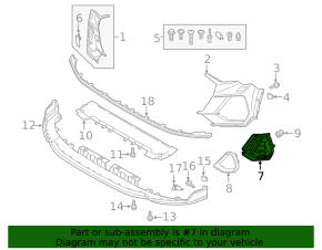Right front bumper grille for Audi Q3 83A 19-23 with parking sensors, S-Line, structure