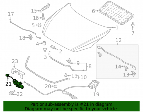 Hood lock Mazda 3 19-21 under manual transmission, Japan built