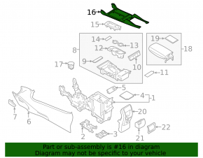 Center console trim without cup holders Ford Escape MK3 17-19 black, broken mount