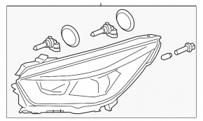 Headlight front left bare Ford Escape MK3 17-19 rest halogen, dark