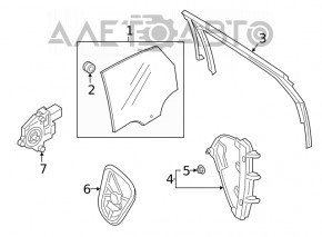 Upper rear left door molding VW Jetta 19- with glass seal