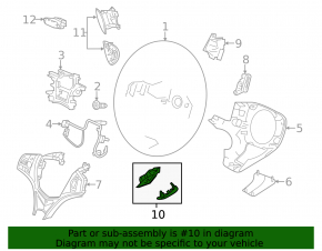 Lane Keeping Assist Control Button Under Steering Wheel Acura MDX 14-16