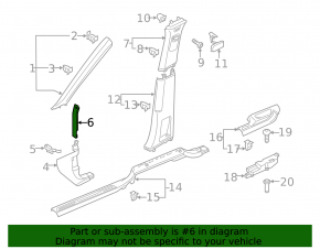 Front pillar trim middle left VW Atlas 18- black