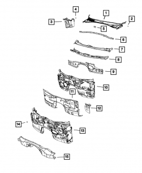 Windscreen wiper grille plastic Dodge Charger 11-23