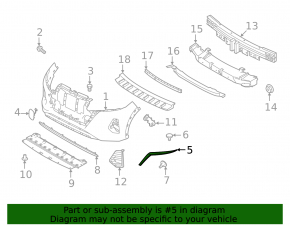 Right front bumper molding for Nissan Kicks 21-24, dark chrome
