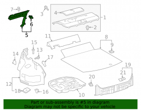 Left rear seat partition trim for Toyota Camry v70 18-24 hybrid, black, plastic turned white