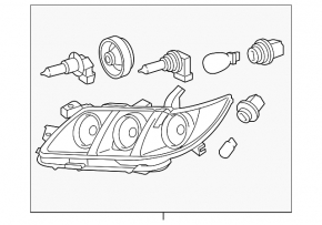Headlight front right Toyota Camry v40 07-09 naked, halogen
