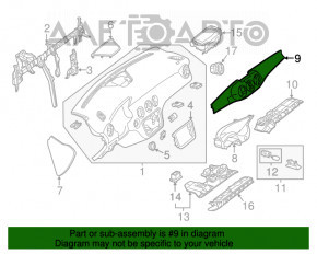 Front panel trim with central air deflectors Mercedes GLA 14-20 wood grain