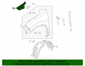 Left hood-wing seal for Mitsubishi Outlander 22-25 plastic