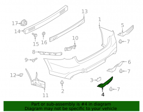 Right rear bumper mudguard for Subaru Legacy 20-25