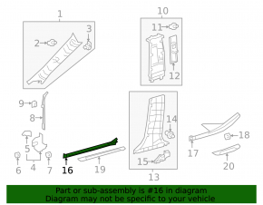 Lexus ES250 ES300h ES350 19-26 black front left inner door sill plate