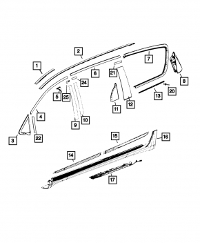 Rear left window molding Chrysler Pacifica 20 - chrome, worn