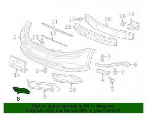 Honda Civic 12-12 right front bumper grille without fog lights