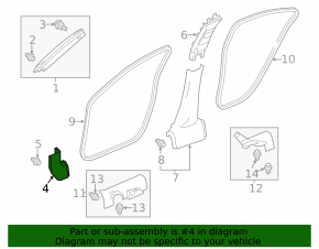 Front pillar trim lower left Acura ILX 13-13 black