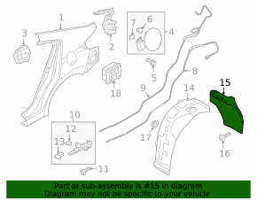 Rear left mudguard rear part Hyundai Elantra AD 17-18