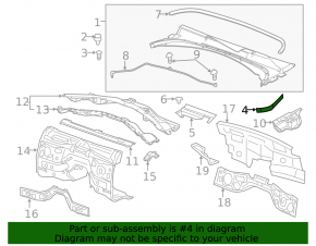 Windscreen wiper seal right Cadillac CTS 14-19