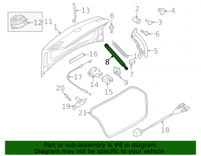 Shock absorber trunk lid left VW CC 13-17 rest