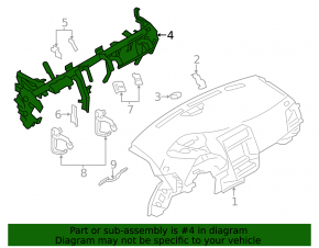 Nissan Leaf 11-12 underdash reinforcement pipe