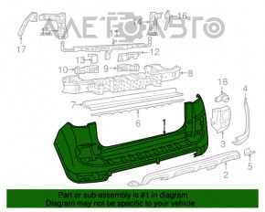 Rear bumper assembly Fiat 500L 14-17 prerest Lounge with parking sensor