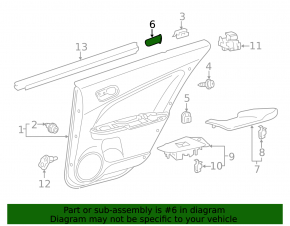 Toyota Prius 50 Prime 16-22 inner rear left door handle cap