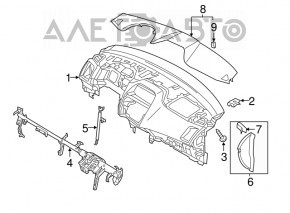 Torpedo front panel without AIRBAG Mitsubishi Outlander Sport ASX 14-15 black, scratches, without panel trim