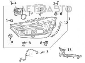 Headlight mount right front Audi Q5 80A 18-20 SIGNEDA