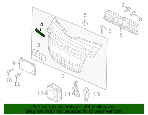 Emblem inscription "quattro" on the radiator grille Audi A4 B8 13-16 rest