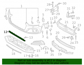 Lower grille of the front bumper Audi A5 F5 18-19 black with chrome molding, S-Line, bumpers