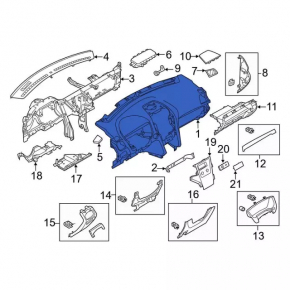 Torpedo front panel without AIRBAG Ford Explorer 16-19 police breakage of the mount of the border