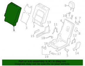 Lincoln Corsair 20-26 black leather 2nd row right rear seat back trim