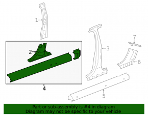 Body threshold metal with front pillar left Chevrolet Volt 11-15