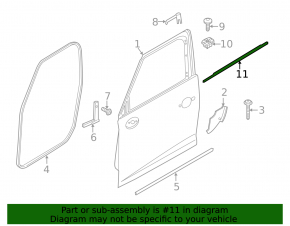 Molding door-glass central front right Mini Cooper Countryman R60 10-16 chrome