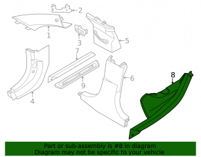 Rear right inner door sill trim BMW i4 22-26 black